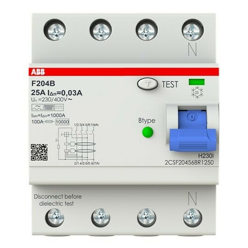 ABB Stotz S&J FI-Schutzschalter TypB 4P,25A,30mA F204B-25/0,03-4TE