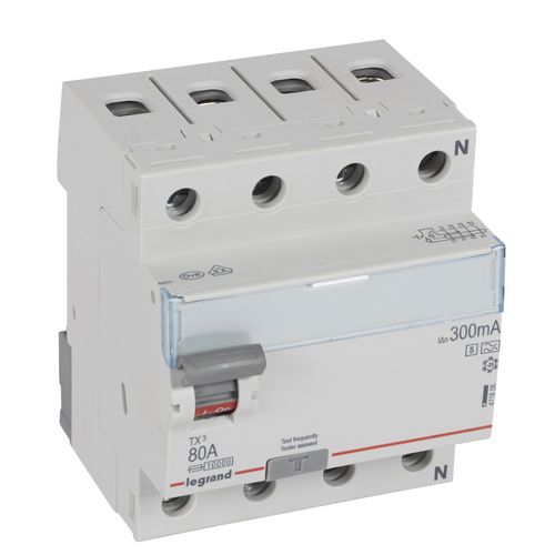Legrand Fehlerstromschutzschalter 80A, 4-polig, 300mA Legrand 411806 Legrand Fehlerstromschutzschalter 80A, 4-polig, 300mA Legrand 411806