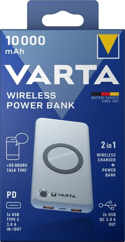 Varta Cons.Varta Wireless Power Bank 10000mA+Ladekabel PowerBank10000 (2x1)