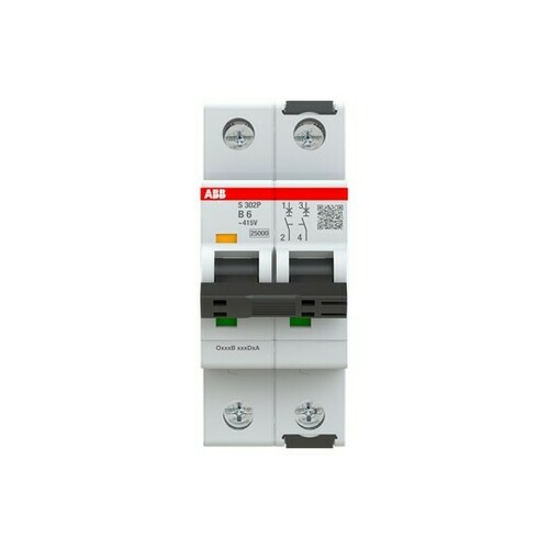 ABB Stotz S&J Sicherungsautomat 25kA, 6A, 2P S302P-B6 ABB Stotz S&J Sicherungsautomat 25kA, 6A, 2P S302P-B6