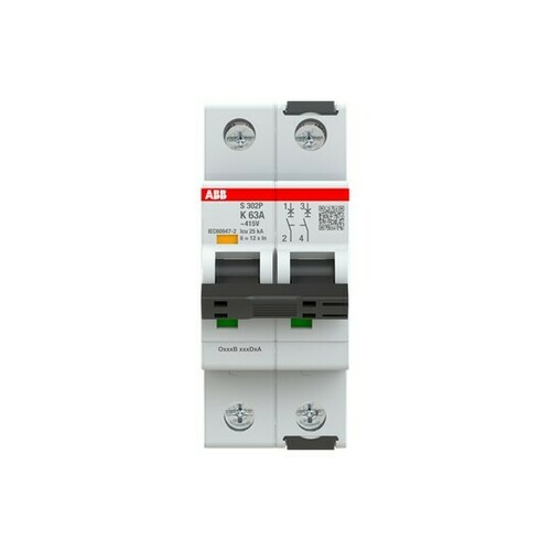ABB Stotz S&J Sicherungsautomat 25kA, 63A, 2P S302P-K63 ABB Stotz S&J Sicherungsautomat 25kA, 63A, 2P S302P-K63