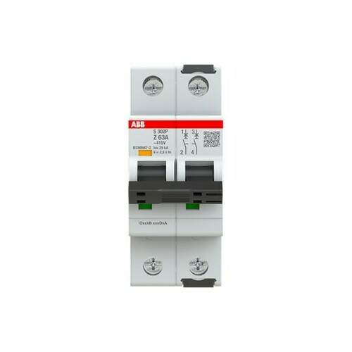 ABB Stotz S&J Sicherungsautomat 25kA, 63A, 2P S302P-Z63 ABB Stotz S&J Sicherungsautomat 25kA, 63A, 2P S302P-Z63