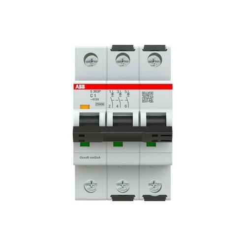 ABB Stotz S&J Sicherungsautomat 25kA, 1A, 3P S303P-C1 ABB Stotz S&J Sicherungsautomat 25kA, 1A, 3P S303P-C1