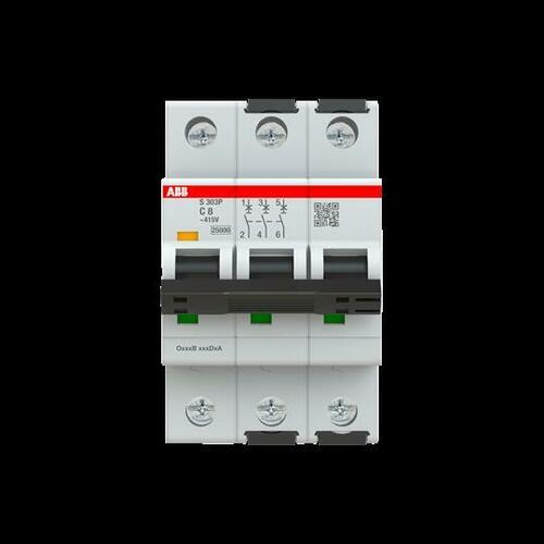 ABB Stotz S&J Sicherungsautomat C-Char. 25kA, 8A, 3P S303P-C8
