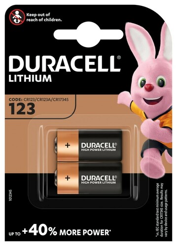 Hückmann Batterie Lithium 3V CR123A Duracell DU M3 123 BG2 Bli.2