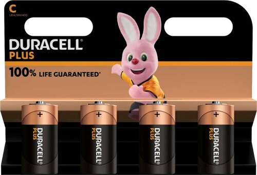 Hückmann Batterie 1,5V Baby C Plus Power Duracell Plus-C K4 (Bli.4)