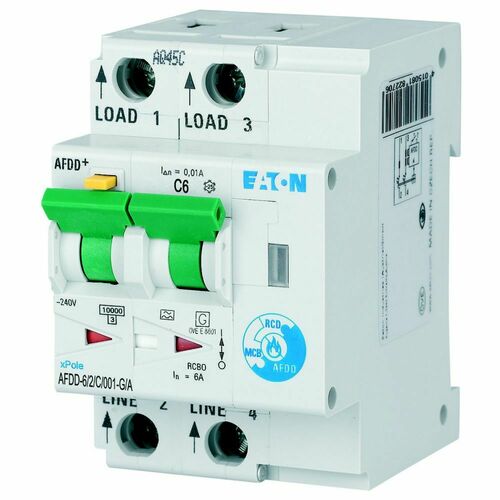 Eaton Brandschutzschalter 2p,C,6A,10mA,TypG/A AFDD-6/2/C/001-G/A Eaton Brandschutzschalter 2p,C,6A,10mA,TypG/A AFDD-6/2/C/001-G/A