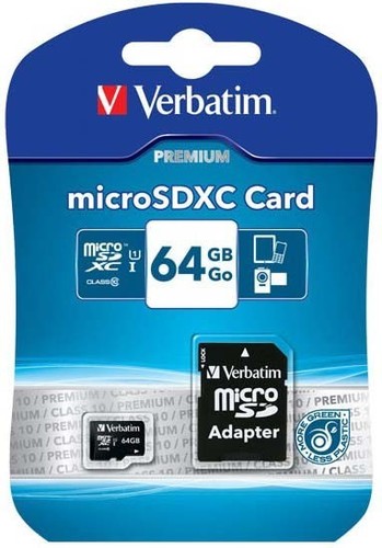 Verbatim microSDXC Card 64GB Class 10,UHS-I VERBATIM 44084