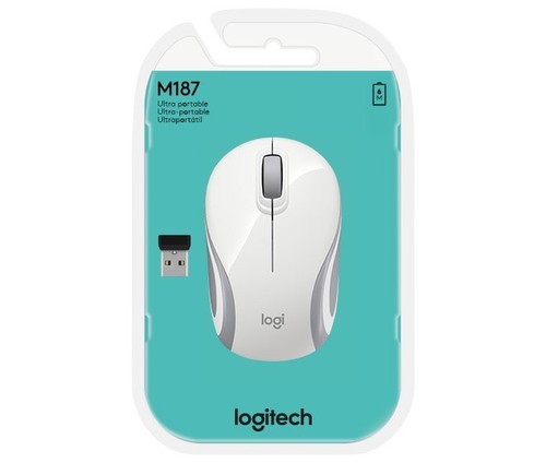 Logitech Maus Wireless portable,Optisch LOGITECH M187 weiß