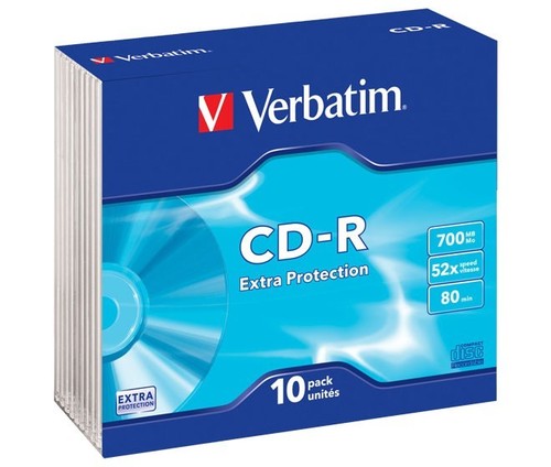 Verbatim CD-R 80Min/700MB/52x Slimcase (10 Disc) VERBATIM 43415(VE10)