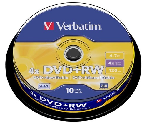 Verbatim DVD+RW 4.7GB/120Min/4x Cakebox (10 Disc) VERBATIM 43488(VE10)