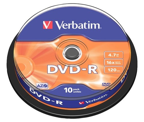 Verbatim DVD-R 4.7GB/120Min/16x Cakebox (10 Disc) VERBATIM 43523(VE10)