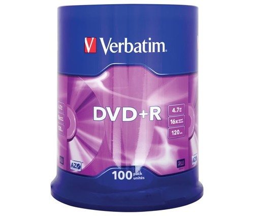 Verbatim DVD+R 4.7GB/120Min/16x Cakebox (100 Disc) VERBATIM 43551(VE100