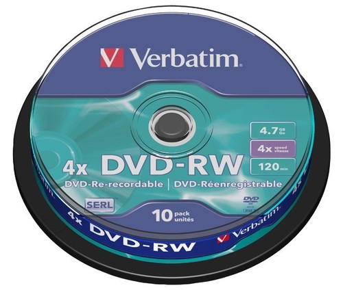 Verbatim DVD-RW 4.7GB/120Min/4x Cakebox (10 Disc) VERBATIM 43552(VE10)
