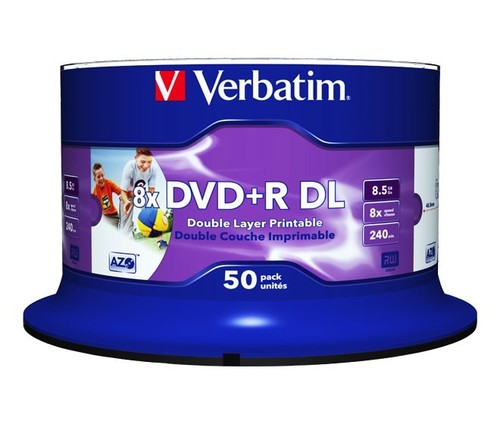 Verbatim DVD+R DL 8.5GB/240Min/8x Cakebox (50 Disc) VERBATIM 43703(VE50)
