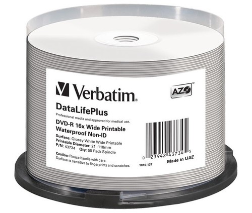 Verbatim DVD-R 4.7GB/120Min/16x Cakebox (50 Disc) 43734 (VE50)