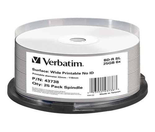 Verbatim BD-R 25GB/1-6x Cakebox (25 Disc) VERBATIM 43738(VE25)