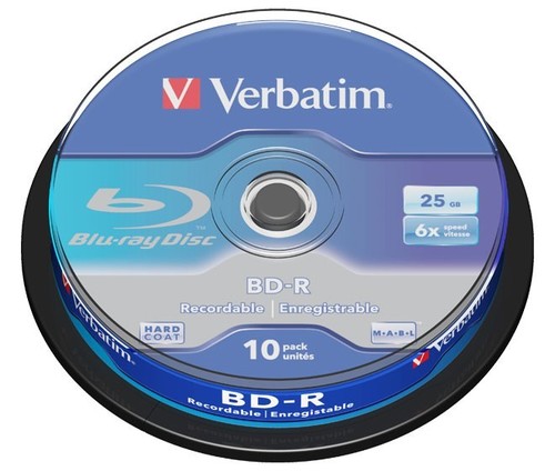 Verbatim BD-R 25GB/1-6x Cakebox (10 Disc) 43742 (VE10)
