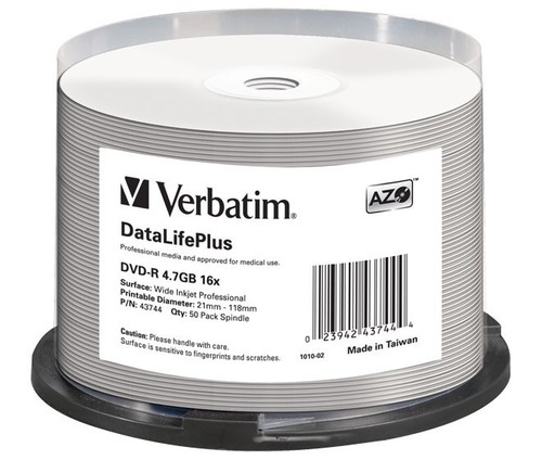 Verbatim DVD-R 4.7GB/120Min/16x Cakebox (50 Disc) VERBATIM 43744(VE50)