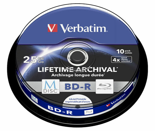 Verbatim M-DISC BD-R 25GB/1-4x Cakebox (10 Disc) 43825 (VE10)