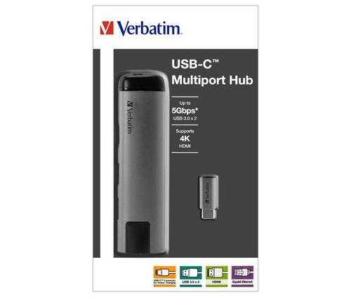 Verbatim USB 3.1-C Hub 2xUSB3.0,HDMI4K,RJ45 VERBATIM 49141