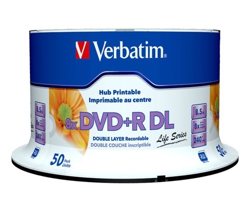 Verbatim DVD+R DL 8.5GB/240Min/8x Cakebox (50 Disc) VERBATIM 97693(VE50)