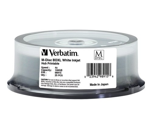 Verbatim M-DISC BD-R XL 100GB/1-4x Cakebox (25 Disc) VERBATIM 98915(VE25)