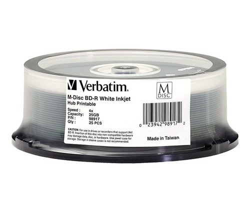 Verbatim M-DISC BD-R 25GB/1-4x Cakebox (25 Disc) VERBATIM 98917(VE25)