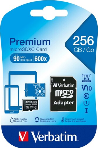 Verbatim microSDXC Card 256GB Class 10, U1,Premium 44087