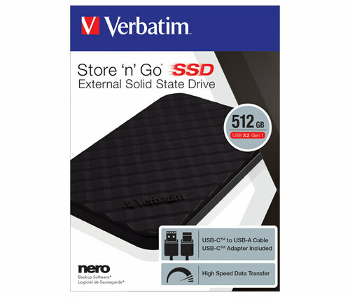 Verbatim SSD 512GB USB 3.2 Typ A-C 6.35cm (2.5Zoll) VERBATIM 53250