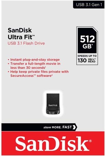 Sandisk USB 3.1 Stick 512GB Sandisk,TypA,UltraFi SDCZ430-512G-G46