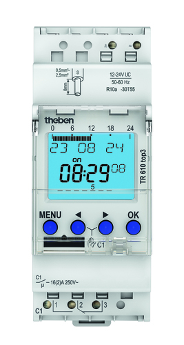 Theben Dig. Zeitschaltuhr 12-24 V Astroprogr., 1 Kanal TR 610 top3 12-24V