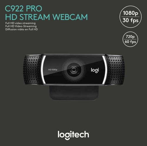 Logitech Webcam USB FullHD,30FPS LOGITECH C922ProStea
