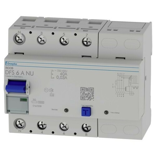 Doepke FI-Schutzschalter 4p 40A DFS6 040-4/0,03-A NU Doepke FI-Schutzschalter 4p 40A DFS6 040-4/0,03-A NU