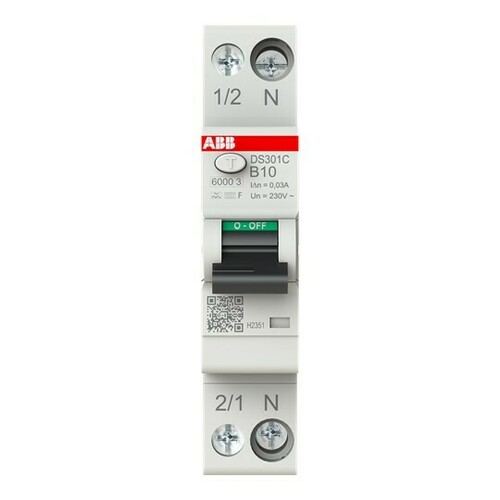 ABB Stotz S&J FI/LS-Schalter TypF,30mA,6kA,10A DS301C B10 F30 ABB Stotz S&J FI/LS-Schalter TypF,30mA,6kA,10A DS301C B10 F30