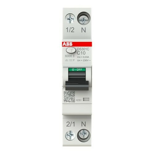 ABB Stotz S&J FI/LS-Schalter TypF,30mA,6kA,10A DS301C C10 F30 ABB Stotz S&J FI/LS-Schalter TypF,30mA,6kA,10A DS301C C10 F30