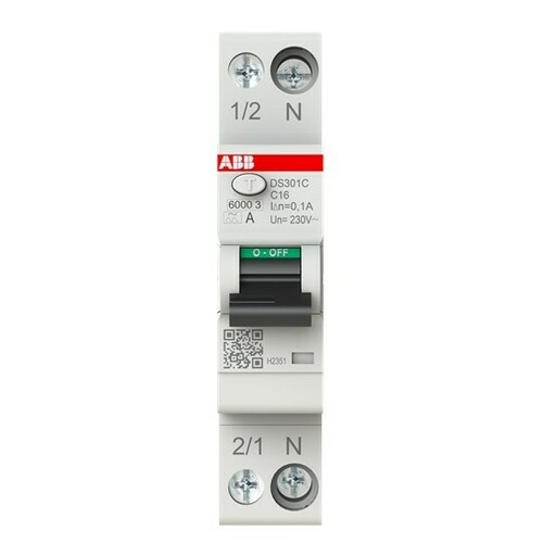 ABB Stotz S&J FI/LS-Schalter TypA,100mA,6kA,16A DS301C C16 A100 ABB Stotz S&J FI/LS-Schalter TypA,100mA,6kA,16A DS301C C16 A100