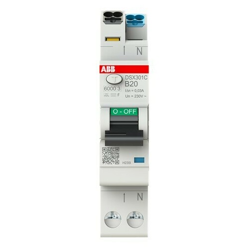 ABB Stotz S&J FI/LS-Schalter TypF,30mA,6kA,20A DSX301C B20 F30 ABB Stotz S&J FI/LS-Schalter TypF,30mA,6kA,20A DSX301C B20 F30