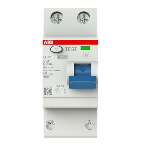 ABB Stotz S&J Fehlerstrom-Schutzschalter Typ F 2P 30mA 25 A FX202 F-25/0.03 ABB Stotz S&J Fehlerstrom-Schutzschalter Typ F 2P 30mA 25 A FX202 F-25/0.03
