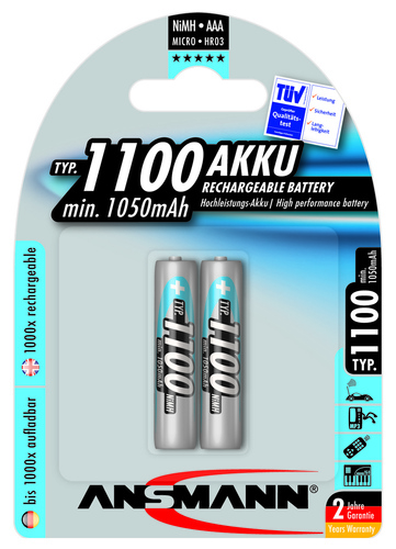 Hückmann Akku 1,2V Micro AAA 1050mAh Bli2 Ansmann 125845(VE 2)