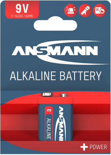 Hückmann Batterie 9V Block Bli1 Ansmann ALKALINE-red-9V-E-BL