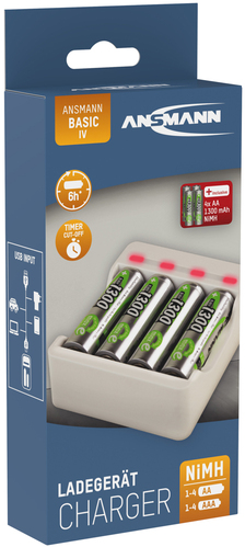 Hückmann Ladegerät Basic IV 4x Mignon 1300mAh Basic IV