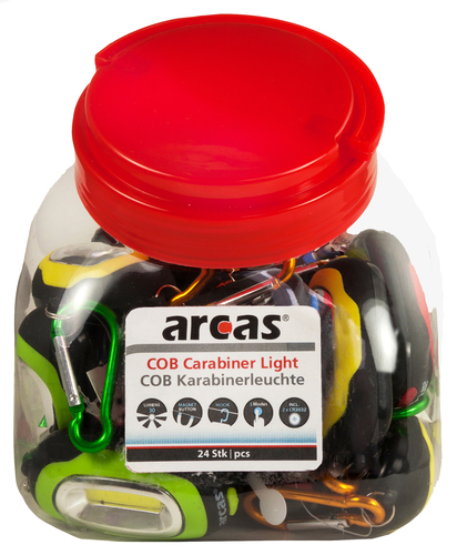Hückmann Schlüsselbundleuchte 24er Bonbonglas COB Karabin.(VE 24)