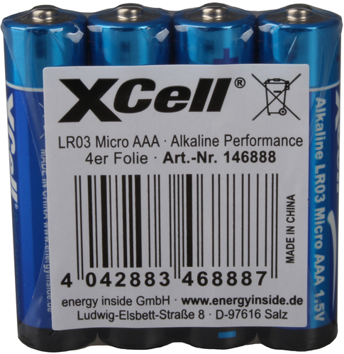 Hückmann Batterie 1,5V Micro AAA 4er Folie Xcell LR03 AAAshrink(VE 4)