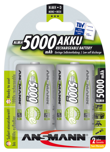 Hückmann Akku 1,2V Mono D 5000mAh Bli2 Ansmann Ni-MH Mono(VE 2)