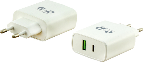 E+P Elektrik USB-Schnell-Ladegerät 100-240V,2 Ports AC212 weiß