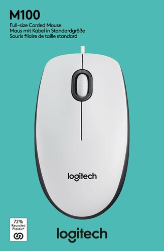 Logitech Maus Optisch,1000dpi,3T LOGITECH M100 weiß 168