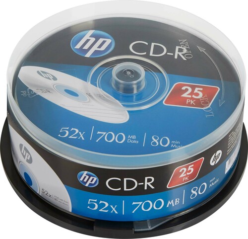 HP CD-R 80Min/700MB Cakebox (25 Disc) HP CRE00015 (VE25)