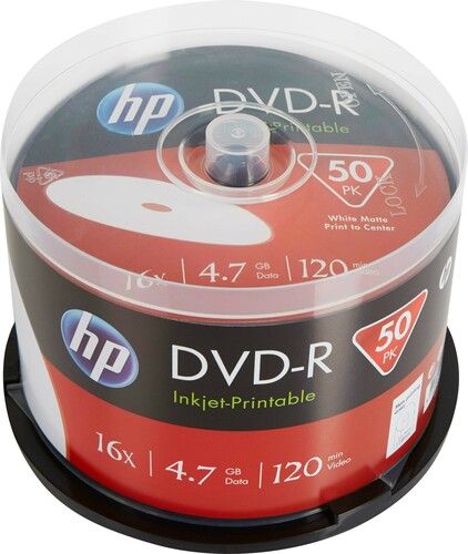 HP DVD-R 4.7GB/120Min Cakebox (50 Disc) HP DME00025WIP(VE50)