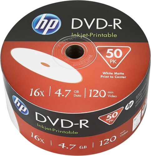 HP DVD-R 4.7GB/120Min Bulk Pack (50 Disc) HP DME00070WIP(VE50)